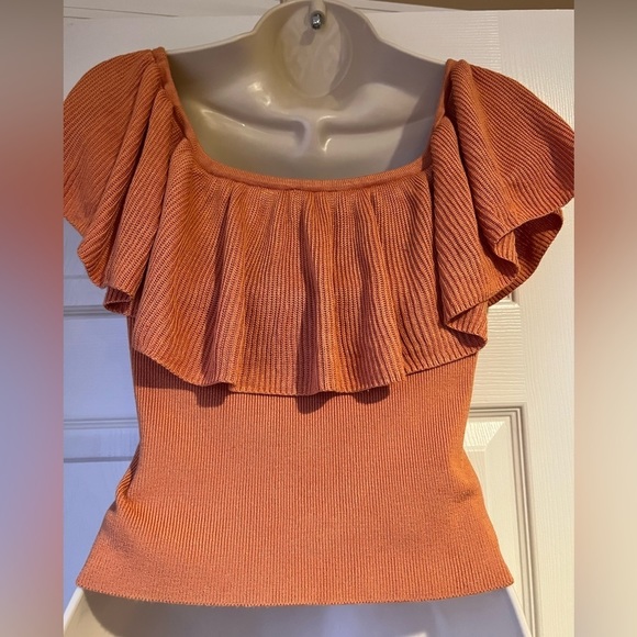 FOREVER 21 Orange Ruffle Crop Top Size Medium NWT - Picture 3 of 6